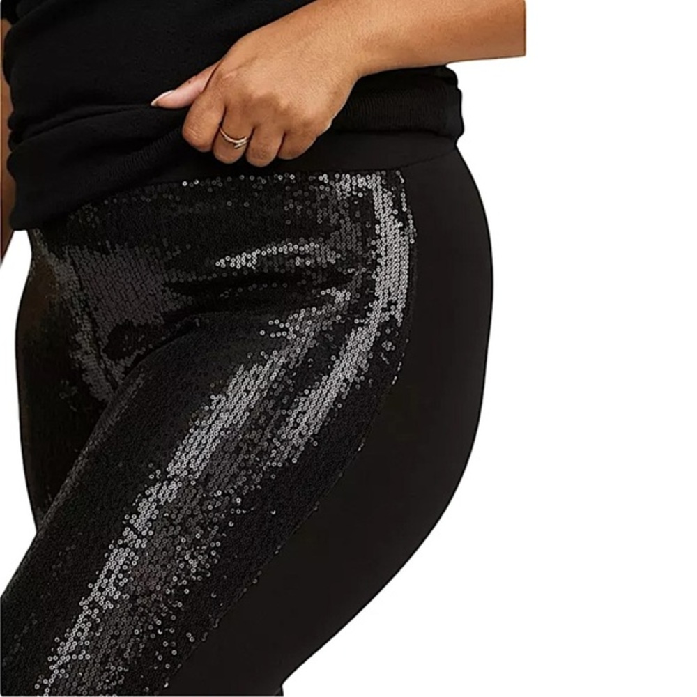 Sequin Front Black Women's Leggings